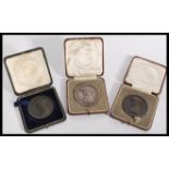 Three Joseph Fry 1728 - 1787 J S Fry & Sons Ltd Bicentenary 1928 medallions two bronze and one