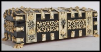 A 19th century Anglo Indian Vizagapatam buffalo horn Ivory Box - Fragrant Sandal Wood decorated with