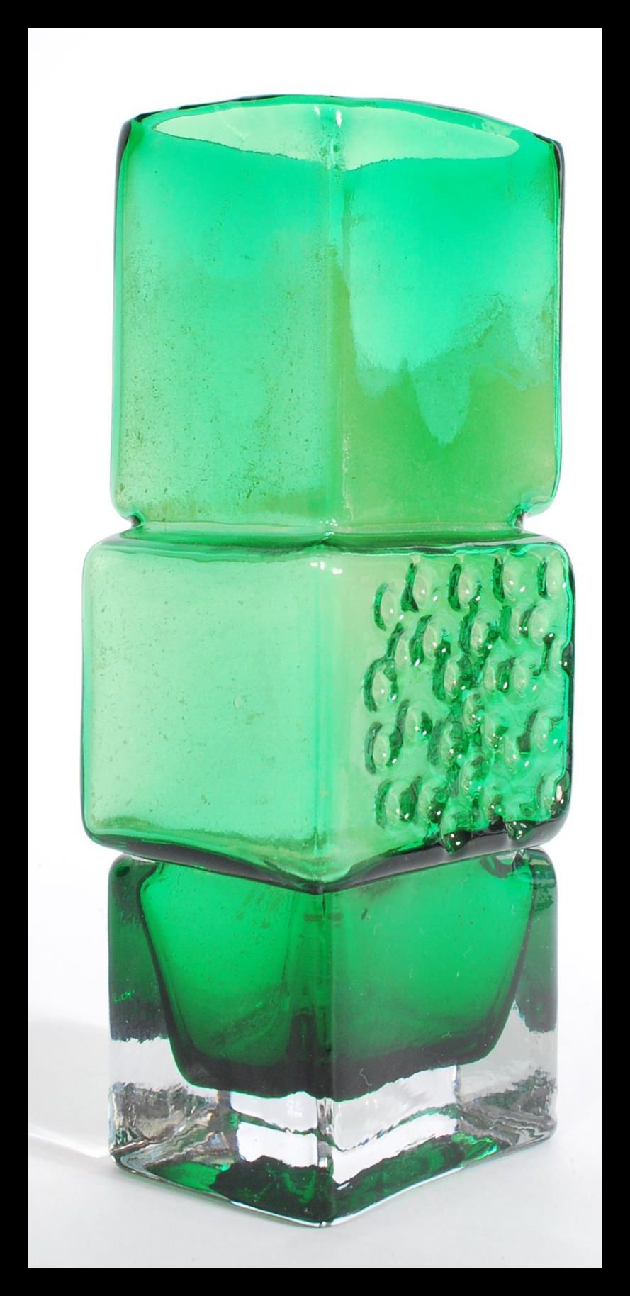 A vintage 20th century Whitefriars style green drunken bricklayer vase in the manner of Geoffrey - Image 5 of 7