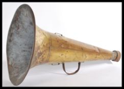 A late 19th Century possibly nautical Bullhorn, megaphone loud hailer of brass construction carry