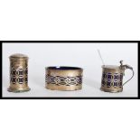 A group of three silver hallmarked condiments each