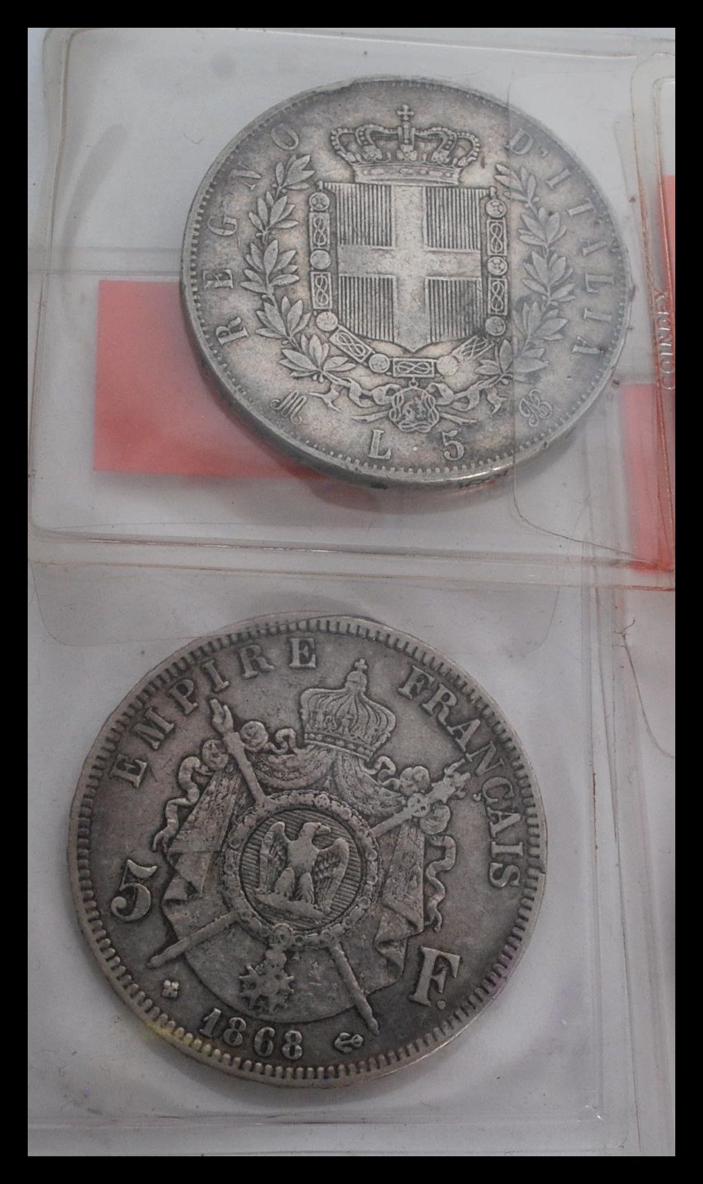 A group of six 19th century Continental silver coins to include French 1844 Louis Phillippe I 5 - Image 2 of 8