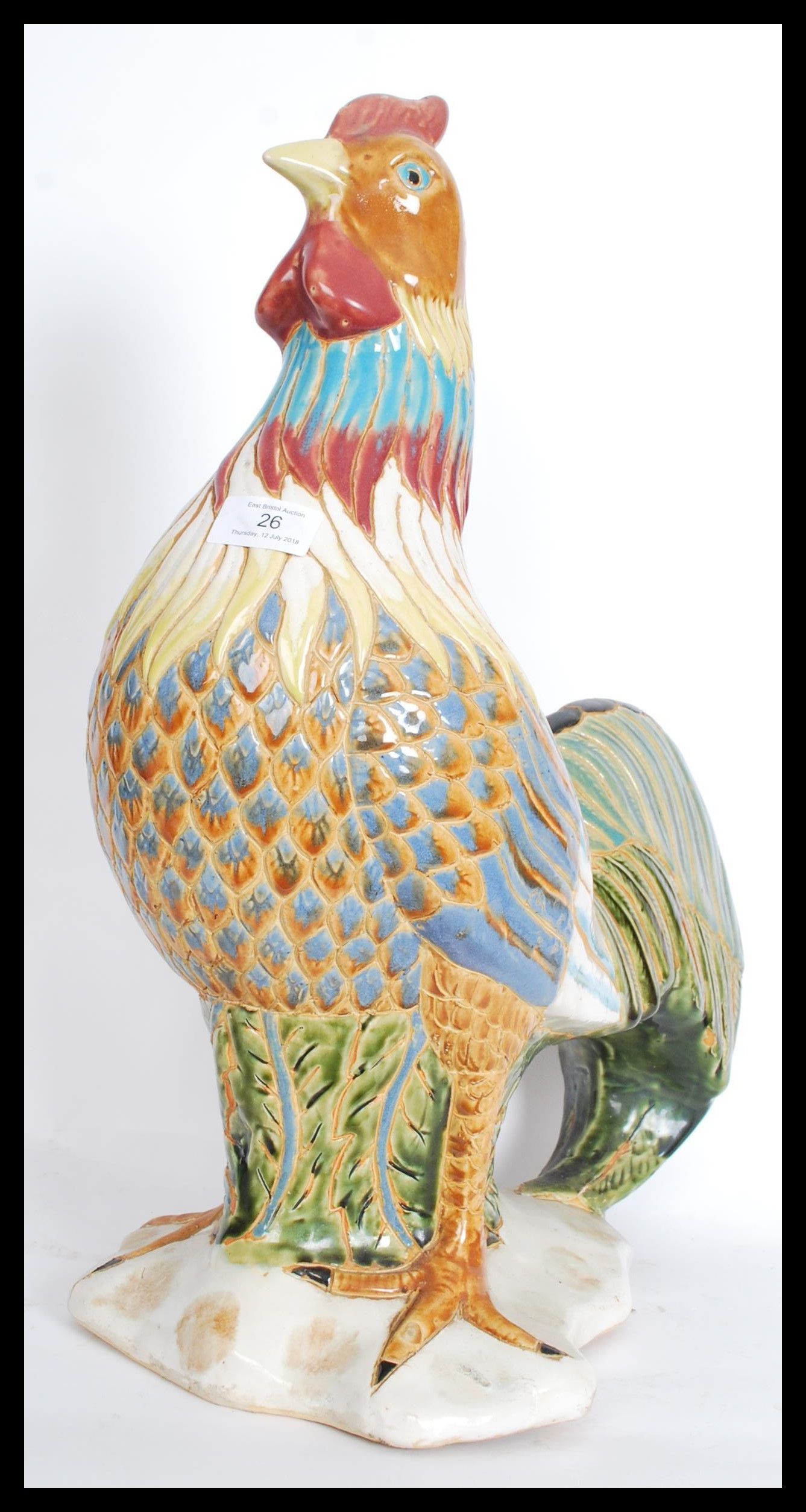 A large 20th century ceramic model of a cockerel r