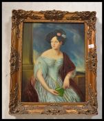 A 20th century oil on board Italian School painting of a maiden signed S Torrioni to the corner. Set