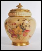 A Royal Worcester quarter lobed gilded ivory blush