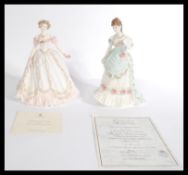 Two Royal Worcester limited edition ceramic figurines A Royal Anniversary Splendour At Court