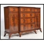 A good Georgian revival mahogany breakfront sideboard dresser.  Raised on French kick legs with a