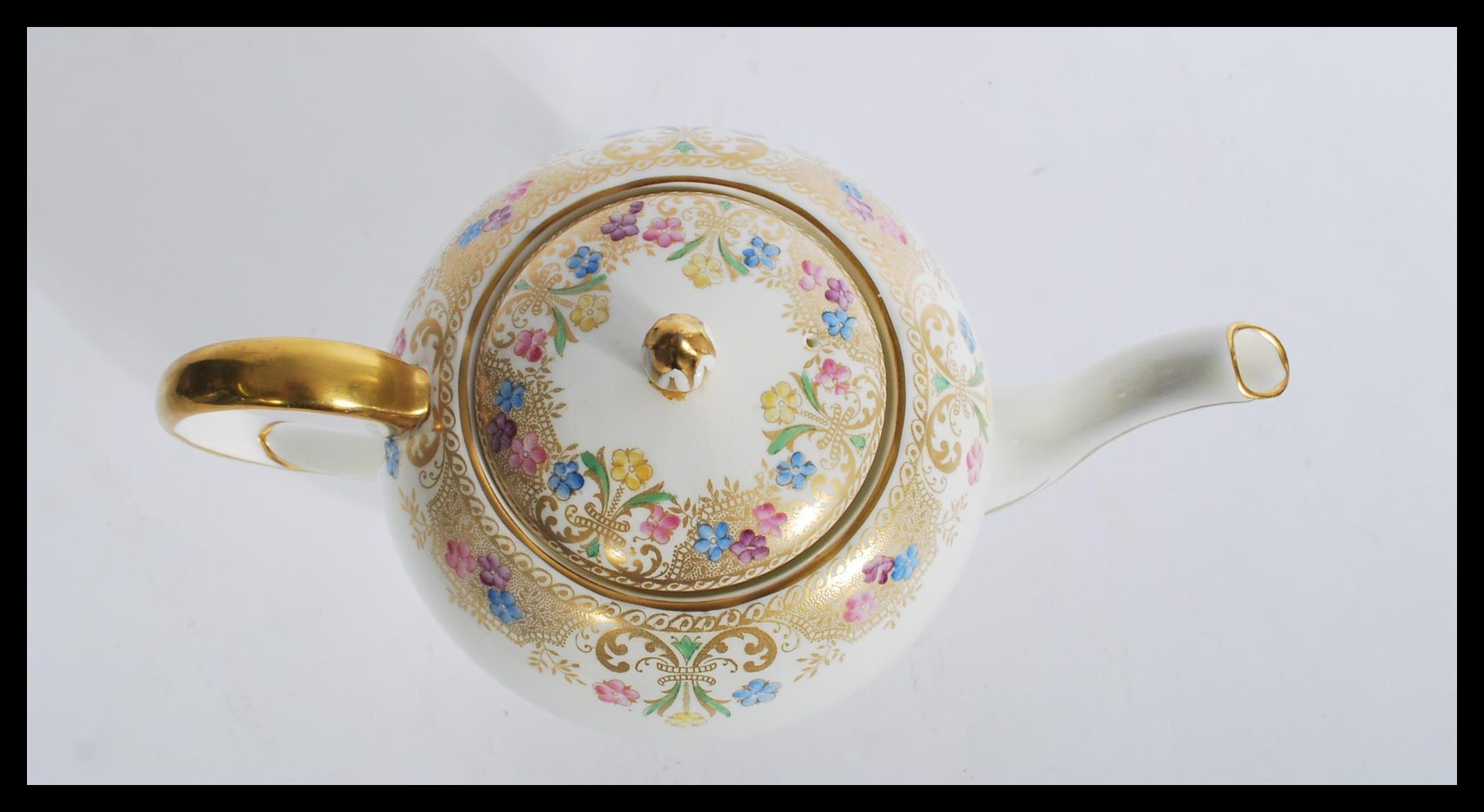 A 20th Century bone China teapot decorated with gi - Image 2 of 5