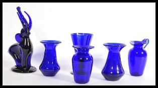 A group of signed Bristol Blue glass to include fi