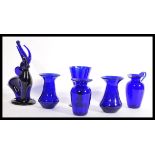 A group of signed Bristol Blue glass to include fi