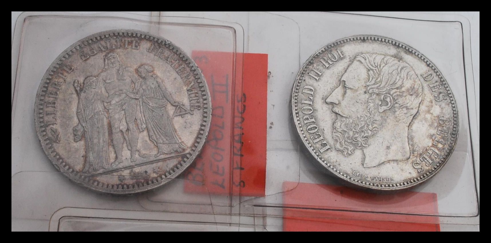 A group of six 19th century Continental silver coins to include French 1844 Louis Phillippe I 5 - Image 8 of 8