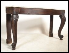 A 19th century Victorian large marble console hall table raised on scrolled oak cabriole legs with