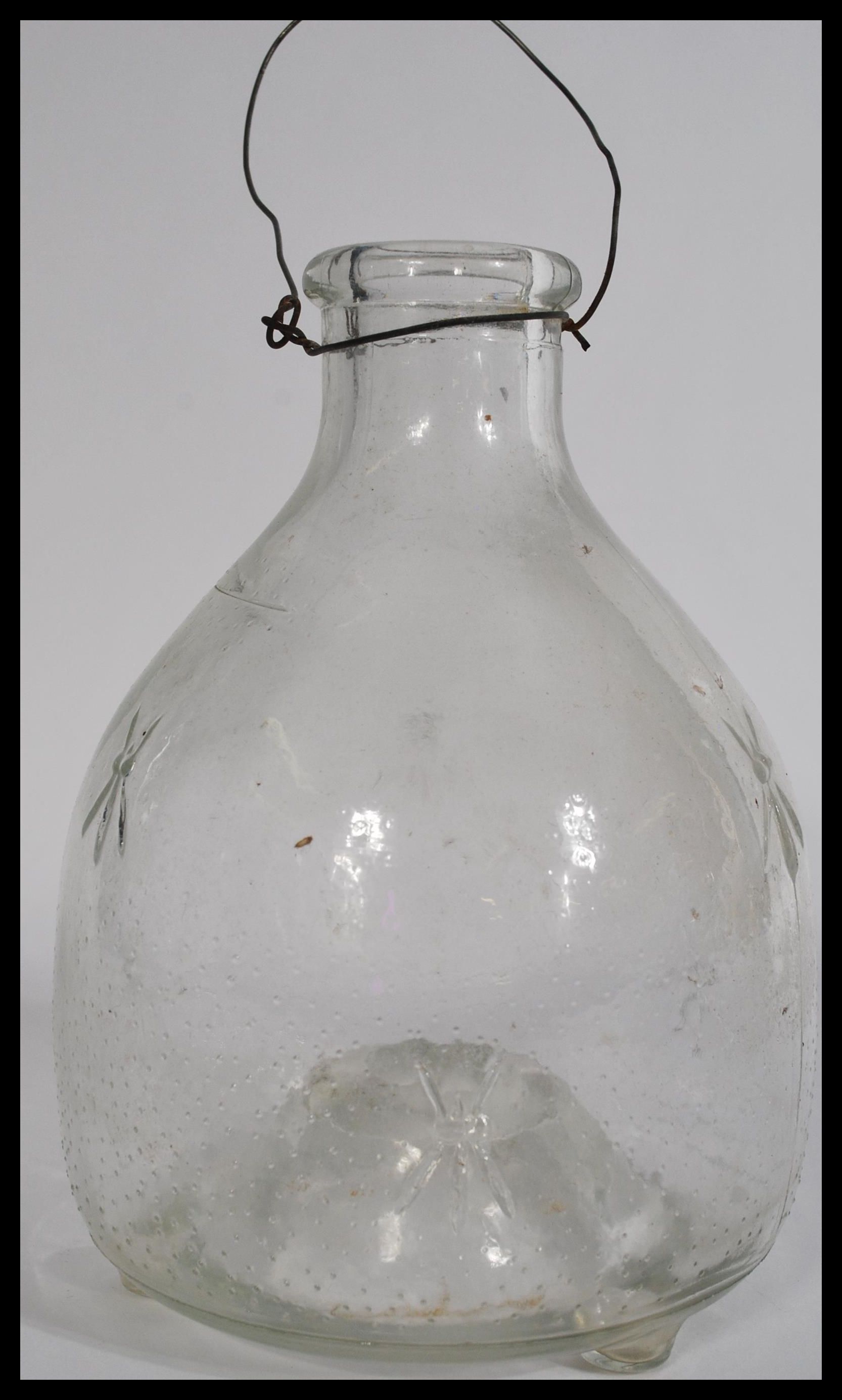A pair of early 20th Century pressed glass wasp / fly catchers, one of bee hive form and the other - Image 5 of 7