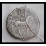 Roman Coin Domitian as Caesar under Vespasian, silver denarius, Rome Mint 76 A.D., reverse reads:-