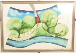 Dick Boulton ( Artist & Sculptor ) - A large surrealist 20th Century abstract watercolour on