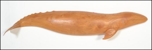 Malcolm Jolly - A large American elm wood sculpted Gray whale no. 298. Artist originates from