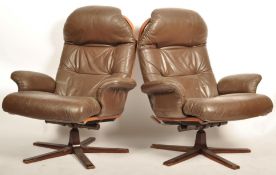 Göte Möbel nassjo (g-möbel) - A pair of Swedish 1960's retro vintage brown leather tilt and