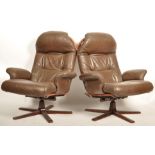 Göte Möbel nassjo (g-möbel) - A pair of Swedish 1960's retro vintage brown leather tilt and