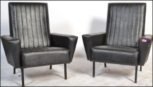 After Pierre guariche - A pair of G10 style 1960's type wedge chairs in geometric form with straight