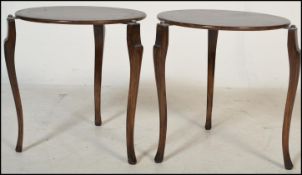 A 20th Century antique and retro pair of side tables being made from Victorian mahogany tables