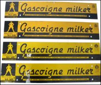A set of 1940's / 50's Industrial Gasgoine Milker metal advertising signs. Black and yellow