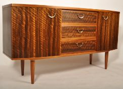 Morris Of Glasgow - A mid 20th Century retro vintage figured black walnut bow fronted sideboard