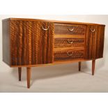 Morris Of Glasgow - A mid 20th Century retro vintage figured black walnut bow fronted sideboard