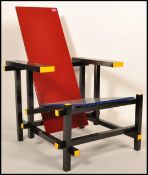 After Gerrit Thomas Rietveld - Red And Blue Bauhaus Chair - A 20th Century Cassina style abstract