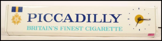 A 1960's / 1970's mid century retro Picadilly Cigarettes advertising light box & clock sign. The