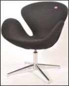 After Arne Jacobsen - A Fritz Hansen style swan chair / lounge / easy armchair in a black velour