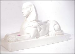 Royal Sphinx - A Vintage antique Circa 1920 Dutch statue of a porcelain ceramic sphinx in white with