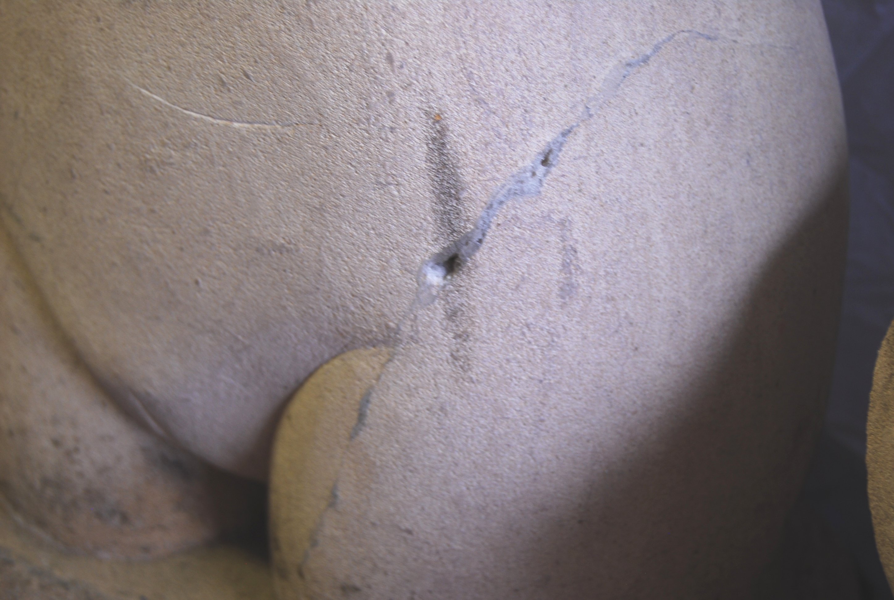 A large carved Bath stone sculpture of a nude women with a scar across where her left breast would - Image 5 of 5