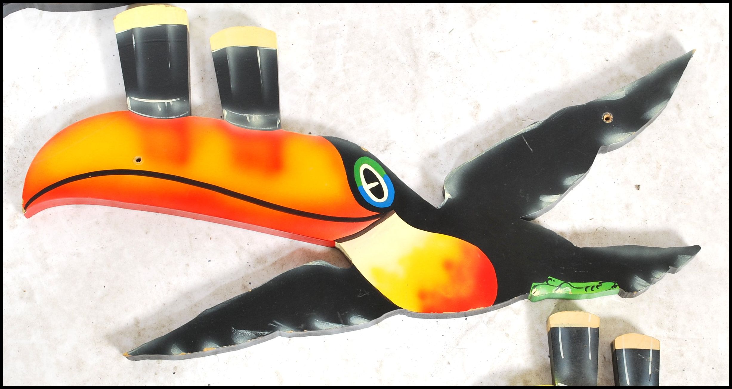 A group of three large advertising point of sale bar / pub graduating Guinness toucans of wooden - Image 3 of 4