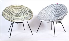 Satellite chairs - A pair of original 1960's atomic sputnik retro vintage plastic woven low easy