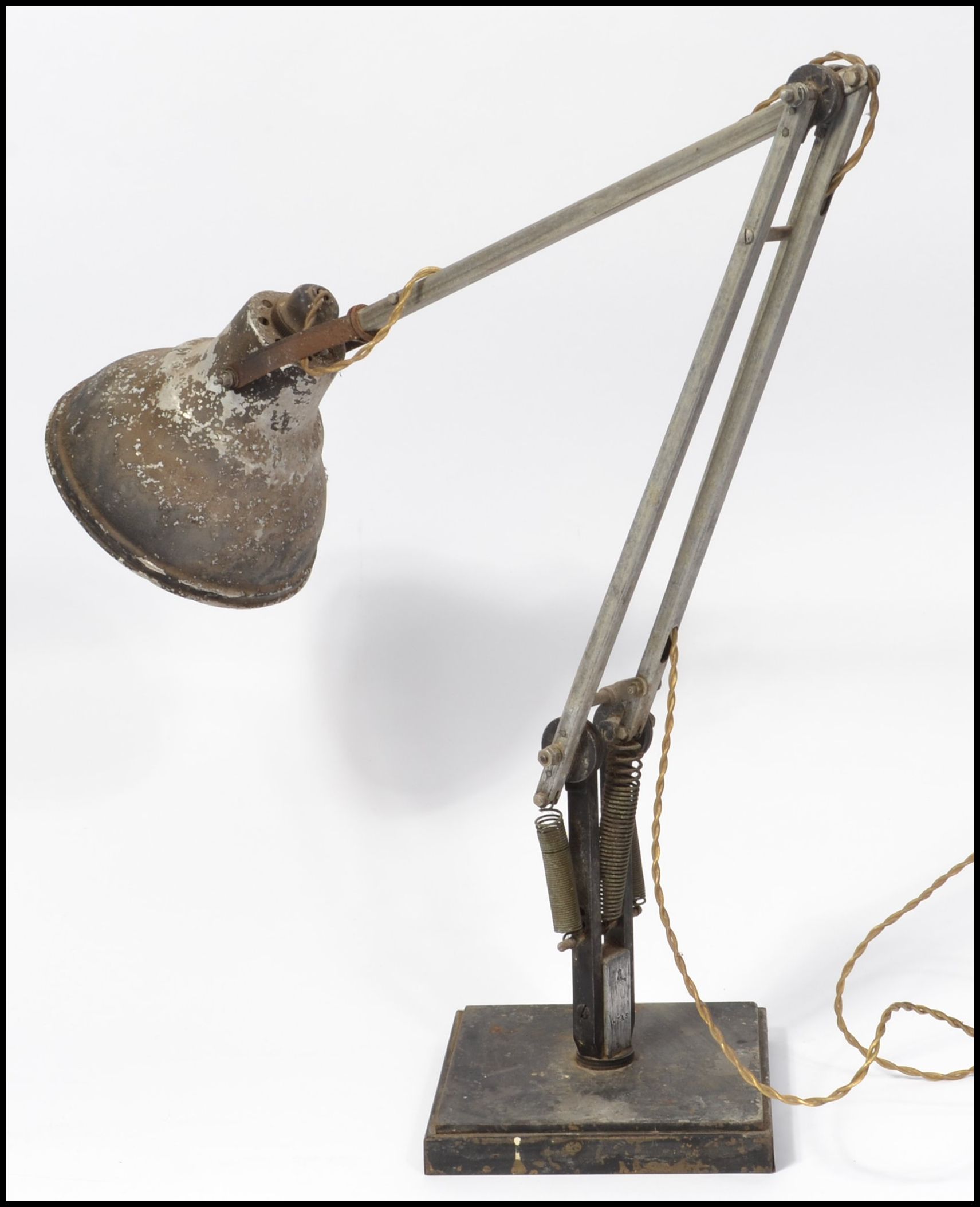 A 20th century Air Ministry stamped anglepoise Herbert Terry & sons desk lamp. Raised on squared - Image 2 of 5