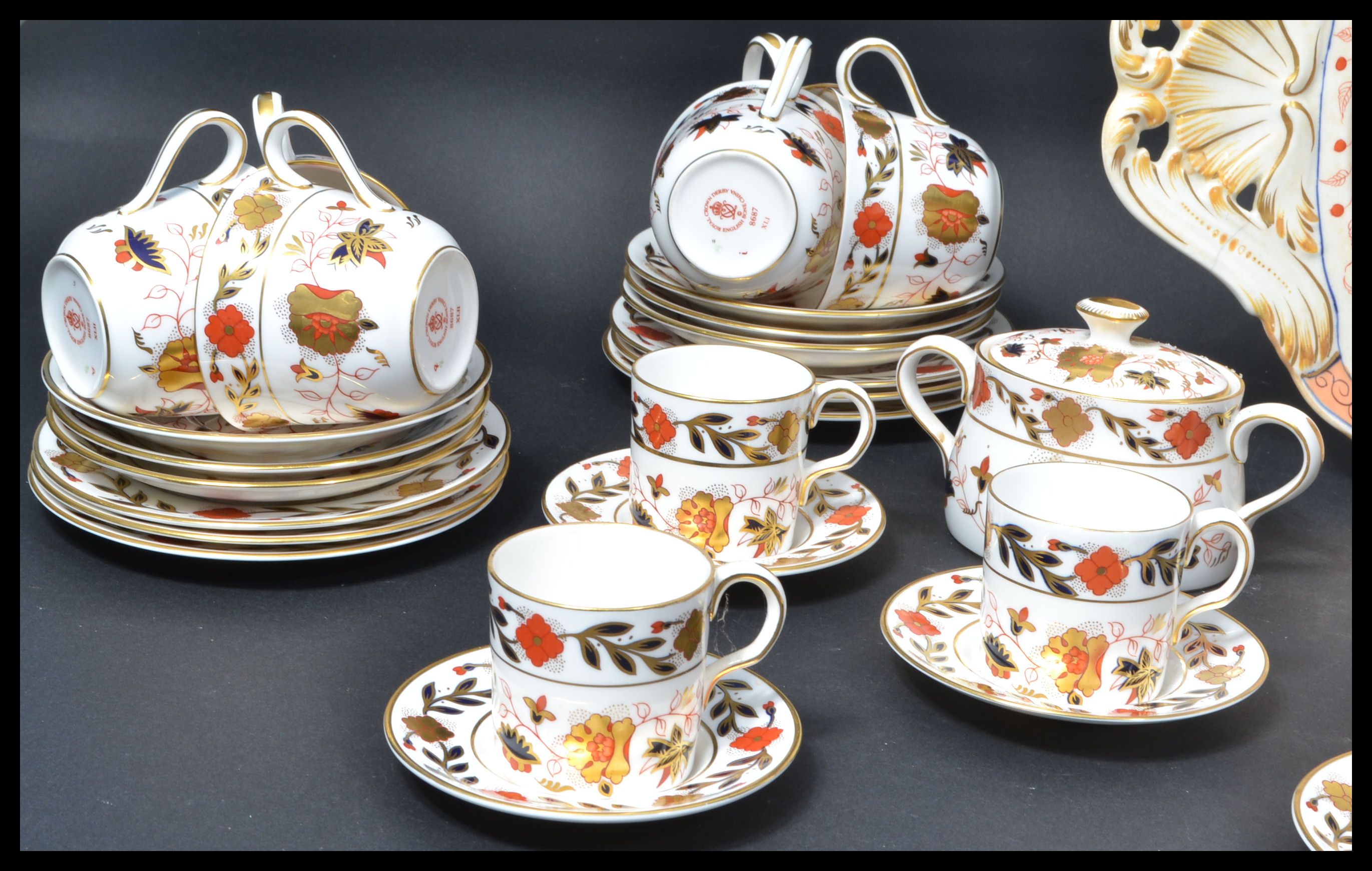 A Royal Crown Derby Imari pattern china tea servic - Image 6 of 10