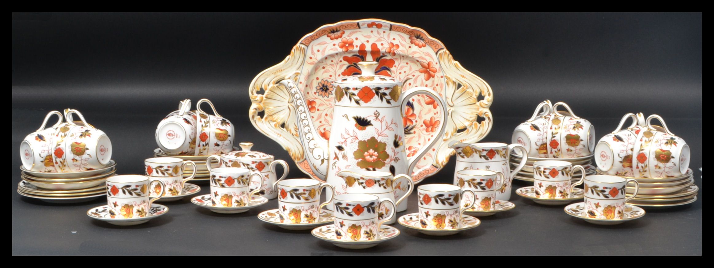 A Royal Crown Derby Imari pattern china tea servic