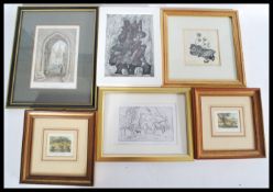 A collection of six framed and glazed pictures to