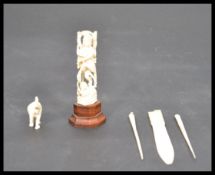 A group of 19th century European and Asian ivory t