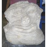 A large abstract carved Bath stone sculpture bust