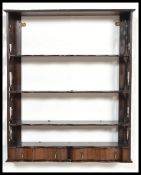A 1920's Serpentine fronted, lattice worked hanging bookcase shelf / shelves. The lattice worked