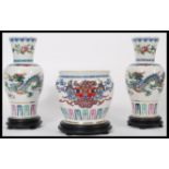A set of three Franklin Mint ceramic Chinese inspired items from the Dance of the Celestial Dragon