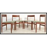 A set of four vintage retro 20th century teak wood dining chairs by Younger UK having shaped back