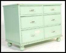 A 19th Century Victorian painted pine cottage chest of drawers, two short drawers over two long,