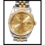 A vintage 1980's Rolex 18ct gold and diamond Oyster Perpetual Day - Date Watch Superlative