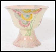 Clarice Cliff for Newport Pottery, a Pink Pearls pattern footed bowl raised on a large conical