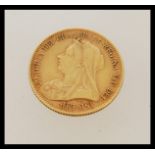 A 19th century Victorian half sovereign gold coin dated 1893. Weighs 3.99 grams