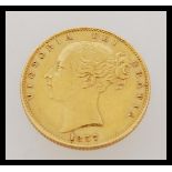 A 19th century Victorian rare Shield Back sovereign gold coin - Queen Victoria young bust with