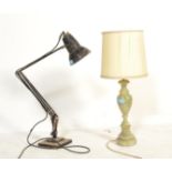 A mid 20th century Herbert Terry Anglepoise Industrial desk lamp having a two step base with pendant