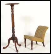An early 20th Century Edwardian Gout stool with upholstered cover together with an Edwardian